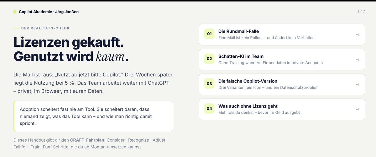 Der interaktive Copilot Adoption Guide mit dem CRAFT-Fahrplan