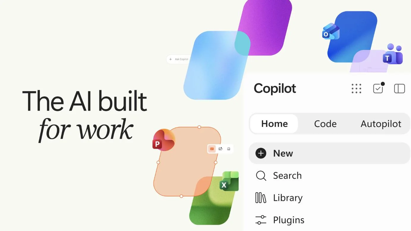 Die neue Copilot-Navigation mit den Reitern Home, Code und Autopilot.